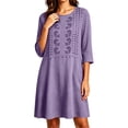 thumbnail image 6 of Odbmxy Boho Women's Mini Dress 3/4 Sleeve Fall Shift Tunic Tent Regular Embroidery Womens Dress Vacation, 6 of 6
