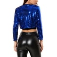 thumbnail image 3 of INSPIRE CHIC Boléro Court Ouvert Sans Col à Paillettes à Manches Longues Décontracté pour Femme P Bleu, 3 of 7