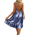 thumbnail image 2 of Posijego Women's Satin Nightgowns Sleeveless Nightdresses Camisole Dresses Ruffled Pajama Dresses Sleepwear Loungewear, 2 of 9