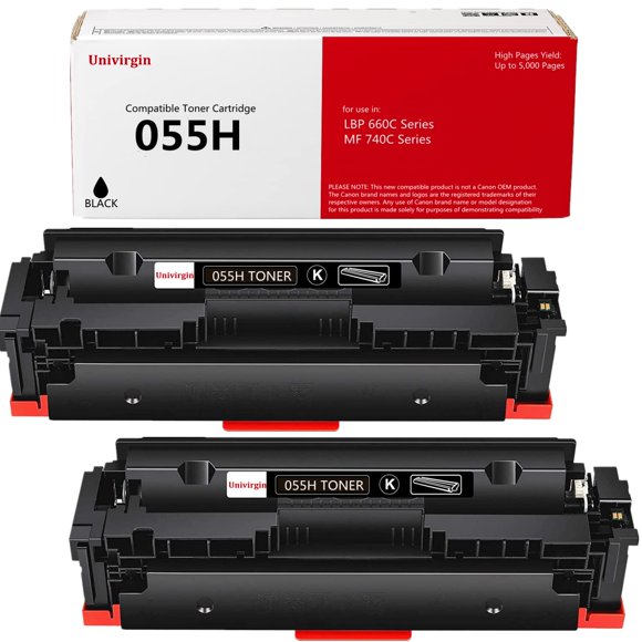 UniVirgin Compatible 055H Toner Cartridge Replacement for Canon 055 CRG 055H Toner Cartridge for use in Canon Color Image Class MF740 Series and LBP664Cdw. (Black, 2-Pack)