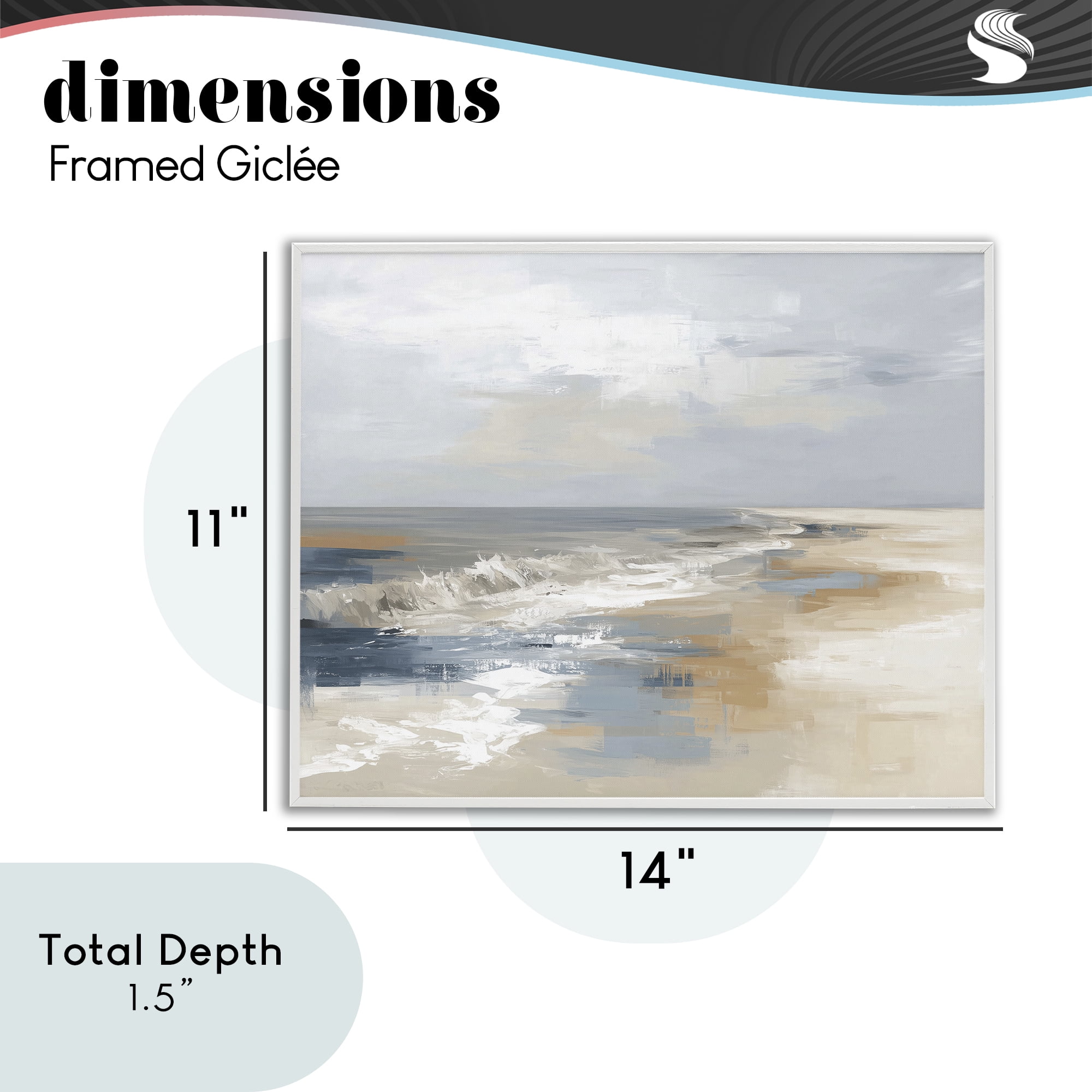 Stupell Industries Tranquil Beach in Neutrals White Framed Giclee Art, design by Kim Curinga