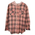 thumbnail image 7 of Baqcunre Shirts For Women Women's Fall Casual Hoodie Long Sleeved Plaid Shirt With Pocket Womens Jacket Womens Tops Pink L, 7 of 7
