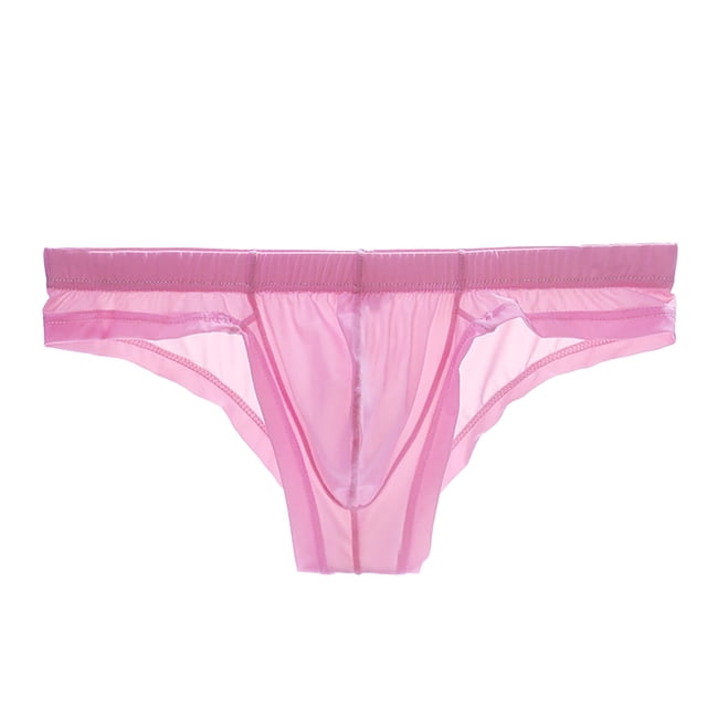 Pitauce Mens Ice Silk Thongs See Through Briefs Low Rise String Bikini Underwear Sheer Cheeky Underpants