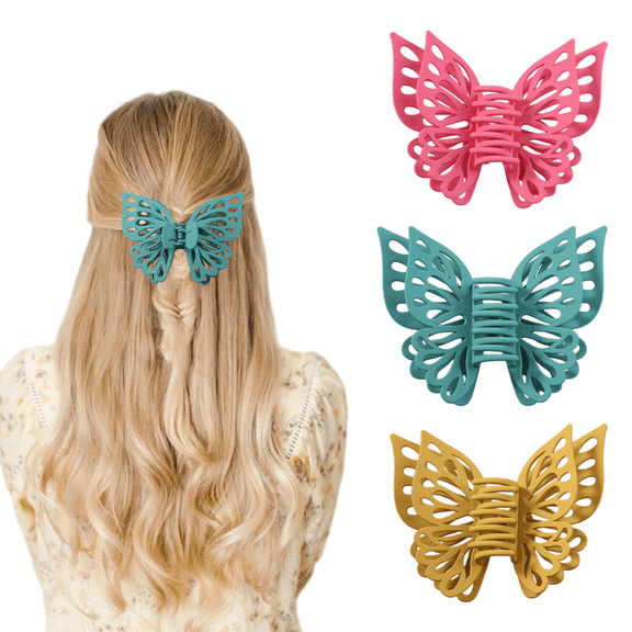 3 Pack Large Butterfly Hair Claw Clips for Styling,Decorative Fancy Hair Clips for Girls Women