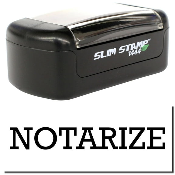 Slim Pre-Inked Notarize Stamp, Slim 1444, Ultra Slim Design, Impression Size 1/2" by 1-3/4", Up to 25,000 Impressions - Black Ink