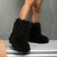 thumbnail image 7 of Women's Faux fur Boot Furry Fluffy Short Snow Boot Mid-Calf Boots Warm Comfortable Outdoor Flat Shoes, 7 of 7