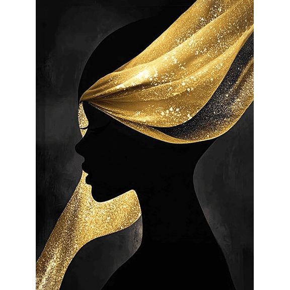 Golden Black Woman Portrait Decorative Painting/Canvas Art, Perfect for Living Room, Bedroom, Office, Dining Room, Hotel, and Gallery Wall Decor, Adding Elegant and Modern Touch,Abstract Art.