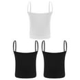 thumbnail image 3 of Miutii Girls Ribbed Camisole Cotton Cami 3 Pack Kids Basci Tank Undershirt Sleeveless Dance Crop Top Black&Black&White L, 3 of 8