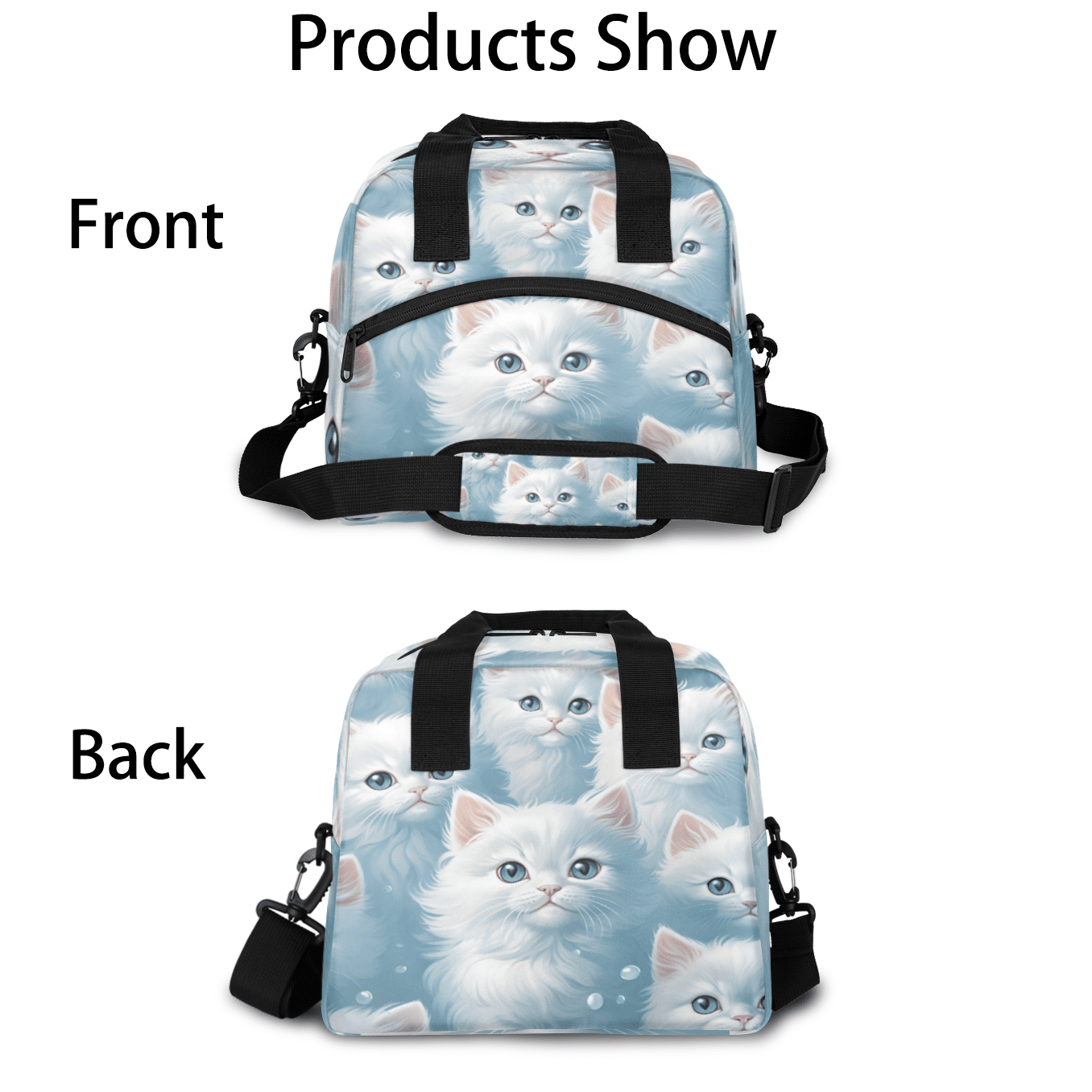Herdesigns Cat Insulated Lunch Bag for Women Men Adults Large Reusable Lunch Box Cute Cat Leakproof Cooler Tote Bags with Adjustable Shoulder Strap