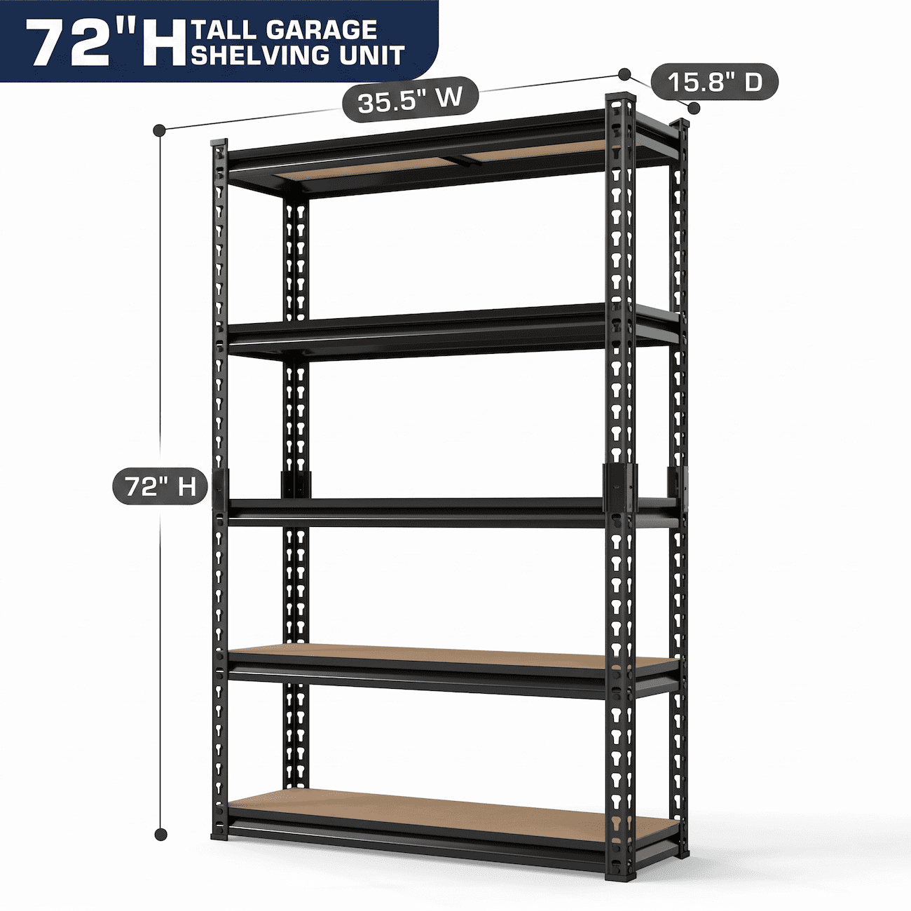 Xiweot Heavy Duty Garage Shelving Unit, 5 Tier Metal Storage Shelves, Adjustable Garage Rack, 72”H x 36”W x 16”D Industrial Steel Storage Shelf for Kitchen Pantry Basement Warehouse Living Room