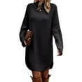 thumbnail image 3 of Women'S Sweater Dresses Oversized One-Piece Dresses Outer Wear Plus Size Pullover Wedding Dresses Black S, 3 of 6