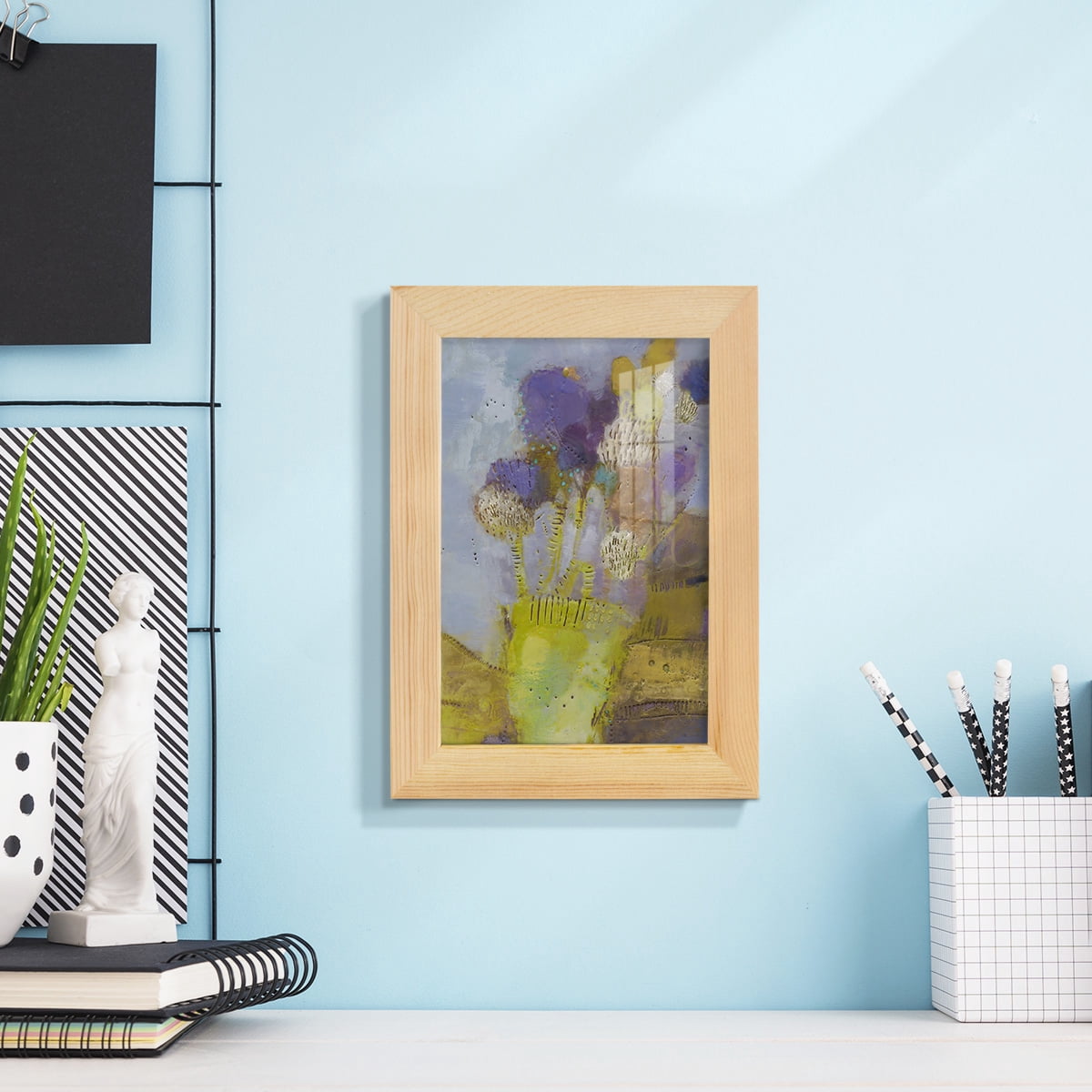 Blumen II -Framed Print w/glass-Natural Wood