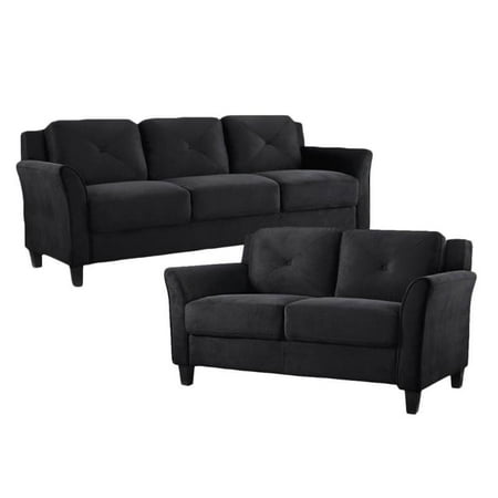 2 Piece Living Room Sofa And Loveseat Set In Black 2 Piece Living Room Sofa And Loveseat