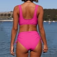 thumbnail image 4 of IDALL Bikini Sets Bathing Suit Women's Solid Color Fashionable Casual Strap Triangular Bikini Swimsuit Set Swim Suits for Women Micro Bikini Hot Pink S(Clearance Sales), 4 of 6