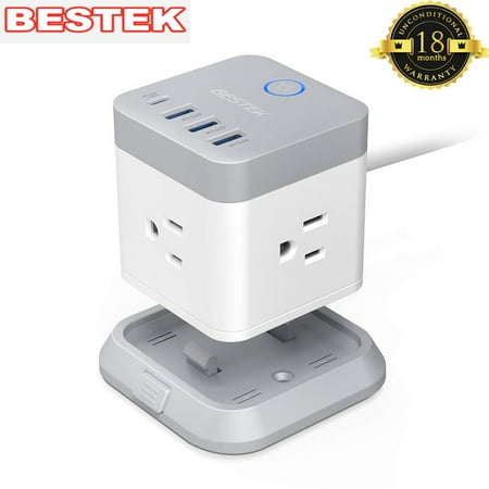 BESTEK Power Strip with USB, Vertical Cube Mountable Power Outlet Extender with 3 Outlets, 3 USB & 1 Type-C Ports,...