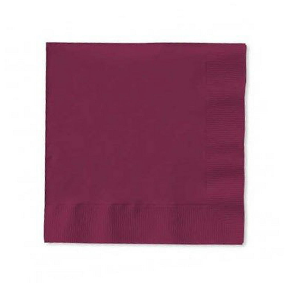 Burgundy Red Paper Beverage Napkin 50 Count for 25 Guests