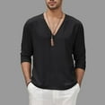 thumbnail image 4 of Rggeeun Mens T-Shirts Solid Color Long Sleeve V Neck Loose Fit Soft Breathable for Summer Evening Party Cool Tee,Black,Xl, 4 of 4