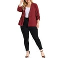 thumbnail image 2 of MODA NOVA Juniors Plus Size Office Hook-Eye 3/4 Sleeves Boyfriend Blazer, 2 of 8