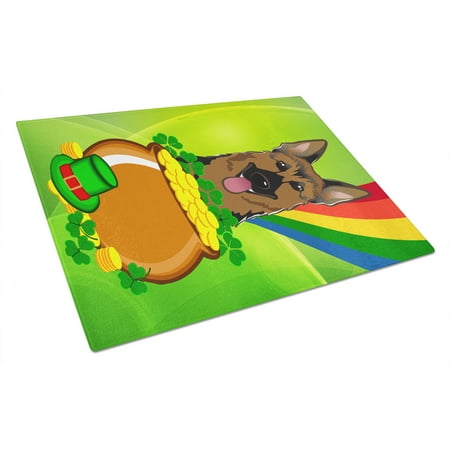 

Caroline s Treasures German Shepherd St. Patrick s Day Glass Cutting Board Large