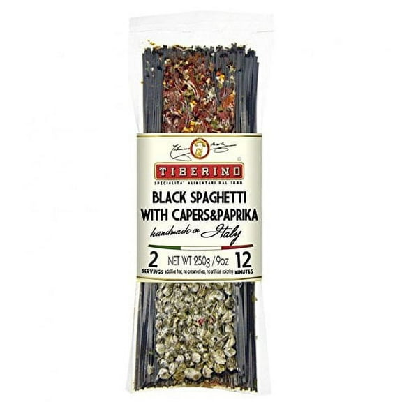 Tiberino Italian One-Pot Meal - Spaghetti with Squid Ink & Capers Paprika (7 ounce)