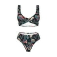 thumbnail image 4 of Rocae Colorful Tropical Leaves for Bikini Set for Women Two Piece Sexy High Swimsuits Split Crossover Bikini Small, 4 of 9