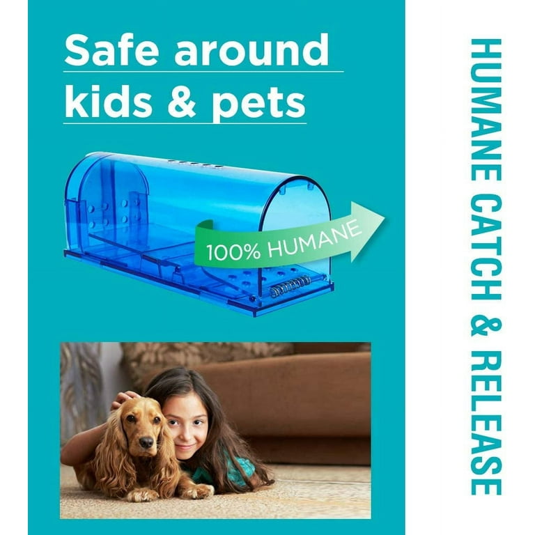 Humane Mouse Trap - Live Traps for Indoor Use - Non-Kill and Pet Safe - Reusable and Eco-Friendly - Catch and Release Mouse Trap - Blue