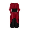 thumbnail image 5 of Busydd Women Dresses Vintage Color Block Gothic Dresses for Women Flowy Tunic Maxi Dress Pleated Medieval Dress for Women M, 5 of 8