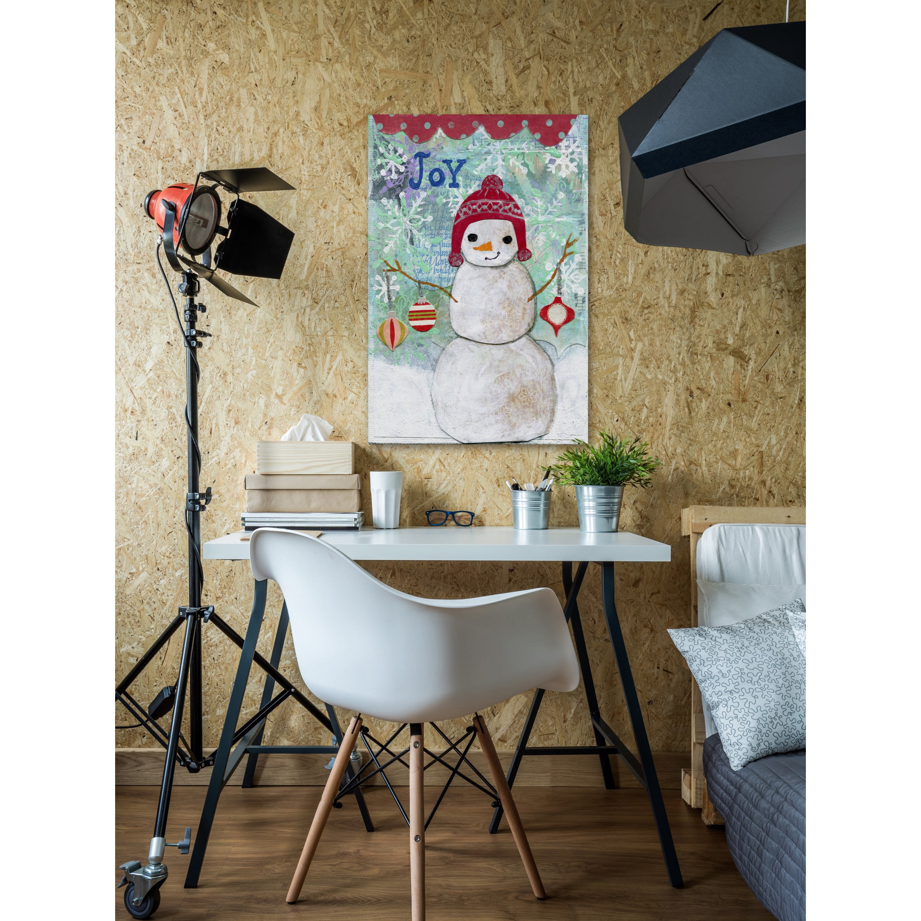 Marmont Hill "Joy Snowman" by Jill Lambert Painting Print on Wrapped Canvas