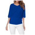 thumbnail image 1 of Plus Size Women's V Neck T Shirt: Batwing Sleeve, Loose Fit, Solid Color, Comfortable, 1 of 5