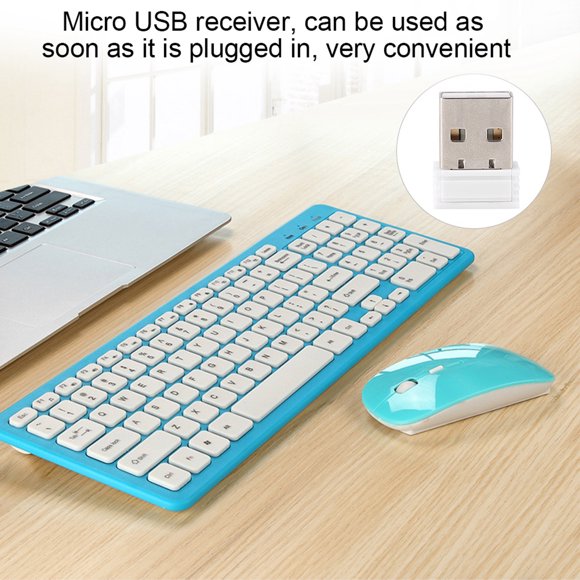 Wireless Mouse and Keyboard Set Ergonomic Design USB Receiver for PC Laptop Computer with Comfortable Tapping Feel