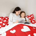 thumbnail image 4 of Homewish Lovely Heart Loves 7 Pieces Bedding Comforter Set,Romantic Valentine'S Day Full Bedding Set,White Red Fitted Sheet Flat Sheet For Girls Kids,Breathable Home Decor Reversible, 4 of 8