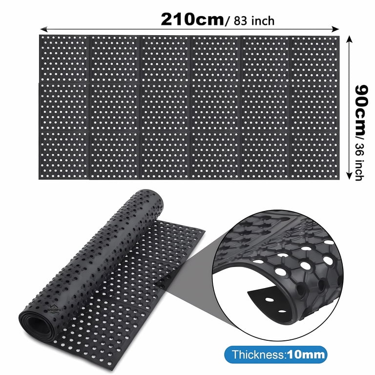 3x5FT Rubber Drainage Mat - Commercial Anti-Fatigue Floor Mat For Wet Areas, Kitchen, Pool & Deck