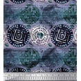 thumbnail image 1 of Soimoi Poly Georgette Fabric Text,Floral & Greek Key Block Print Fabric by the Yard 52 Inch Wide, 1 of 3