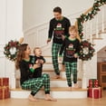 thumbnail image 5 of Family Matching Christmas Pajama Set Letter Print Long Sleeve Tops Plaid Elastic Waist Pants, 5 of 8