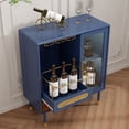 thumbnail image 5 of HLR 31.5"W Modern Wine Storage Cabinet with Pull-Out Rack & Tempered Glass Doors – Compact Coffee Bar for Kitchen, Dining Room, Apartment,Blue, 5 of 13