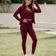 thumbnail image 7 of 3-Piece Women’s Workout Set Zip Jacket, Strappy Tank & High-Waist Pocket Leggings Stretchy Outfit, 7 of 7
