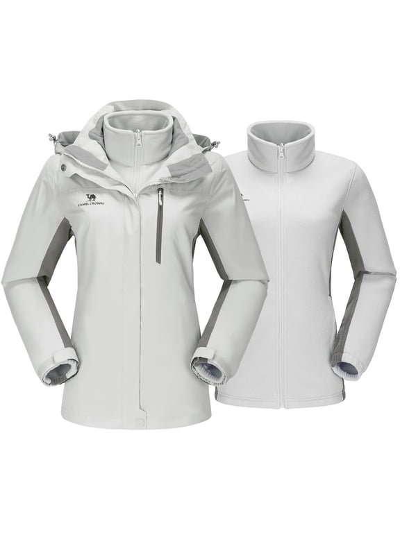 Women's Waterproof Ski Jacket Winter Coat Windbreaker Fleece Inner Detachable Hood Snow Hiking Outdoor