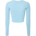 thumbnail image 3 of ORUYROP Women's Solid Long Sleeve Round Neck Crop T Shirt Top, 3 of 4