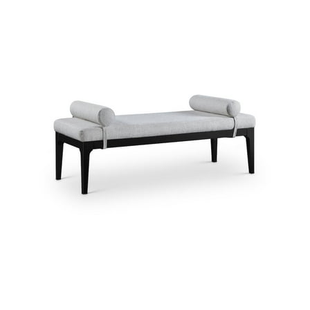 Meridian Furniture Priscilla Grey Linen Textured Fabric Bench
