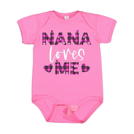 

Inktastic My Nana Loves Me Hearts in Pink Plaid Boys or Girls Baby Bodysuit