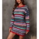 thumbnail image 4 of Striped Knit Dress, Crewneck Elegant Stylish Color Block Crochet Knit Dress Hollow Long Sleeve For Women For Dating ANGGREK Otros, 4 of 8