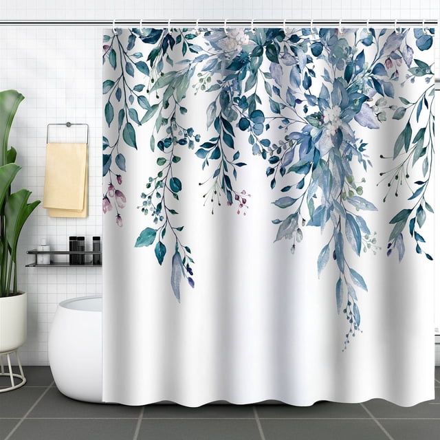 Cortina de baño, cortina de ducha de plantas verdes, impermeable y a prueba de moho, partición de cortina de baño de bosque con impresión digital 3D, no requiere perforación, 26, 120*180