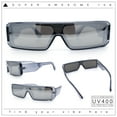 thumbnail image 2 of Bold Narrow Rectangle Shield Inset Lens 80s Robotic Plastic Sunglasses Slate - Silver Mirror, 2 of 8
