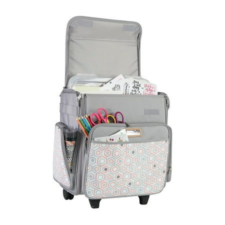 UPC: 0812259036248 | Collapsible Rolling Scrapbook Featherweight Case  Grey Hexagon
