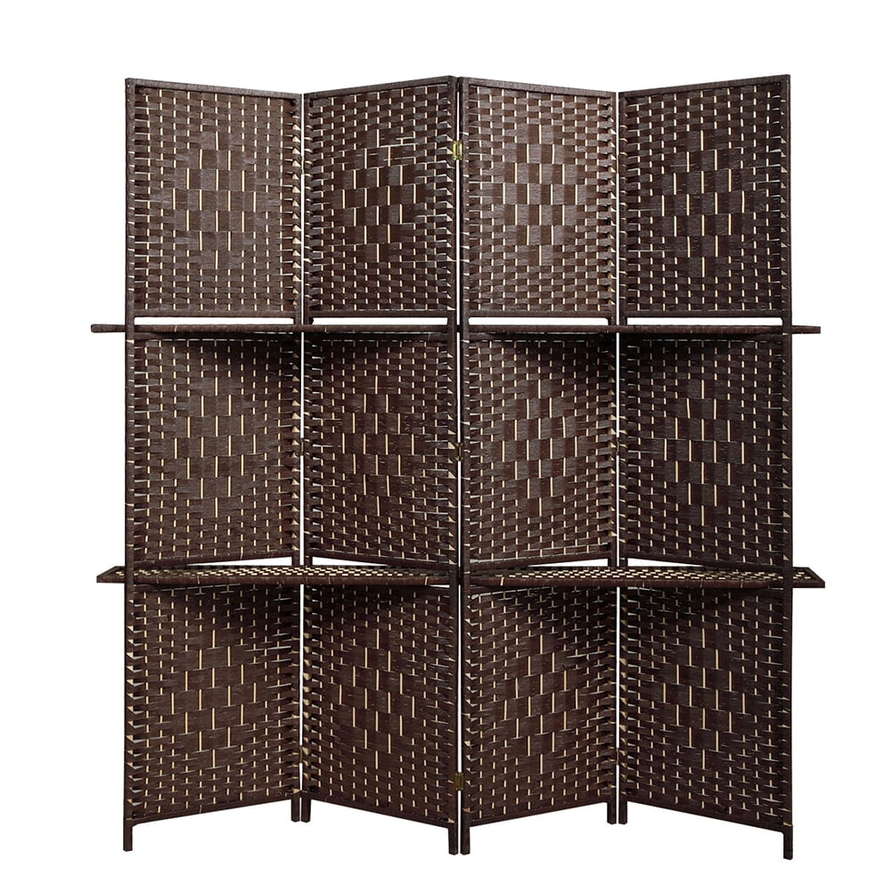 Kadyn 4 Panel Office Divider with 3 Clever Shelves for Home, Outdoor/Indoor Wall Divider and Folding Privacy Screens for Office, Dark Brown Kadyn 4 Panel Office Divider with 3 Clever Shelves for Home, Outdoor/Indoor Wall Divider and Folding Privacy Screens for Office, Dark Brown