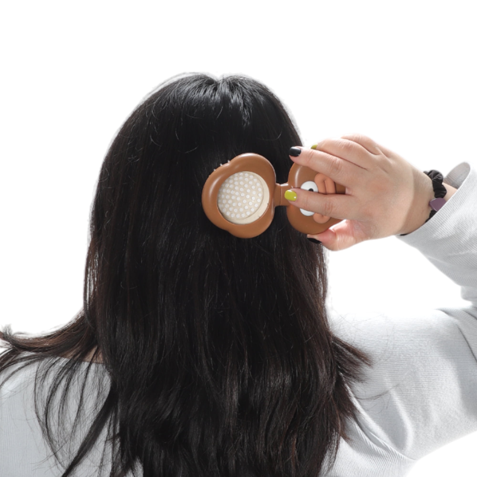 Unique Bargains 1 Pc Cute Durable Foldable Airbag Mirror Comb for All Hair Types Brown