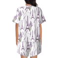 thumbnail image 6 of Fuzoiu Lavender Flowers Print Women's Short-Sleeved Pajama Set,Lounge Sleepwear Set,Womens Pajama Sets 2 Piece,Button-Up Top and Shorts with Pockets-Large, 6 of 7