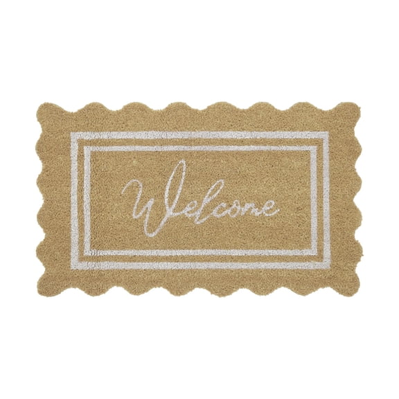 Luoshdecor Scalloped Edge Welcome Doormat,Non-Slip Decorative Rugs for Outdoor Indoor Entrance Home Decor,31"x19.7"