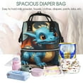 thumbnail image 5 of Zufioo Adorable Blue Baby Dragon Print Large capacity mommy bag, diaper bag, waterproof parent-child backpack, multi-pocket design backpack suitable for travel and shopping, 5 of 6