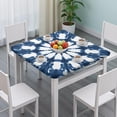 thumbnail image 3 of Blue Tie Dye Star Pattern Square Fitted Tablecloth with Elastic Edge,Square Table Cover,Washable Elastic Table Cover for Home Kitchen Party Decor 34"x34", 3 of 6
